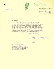 Letter from Department of the Taoiseach to Arts Council